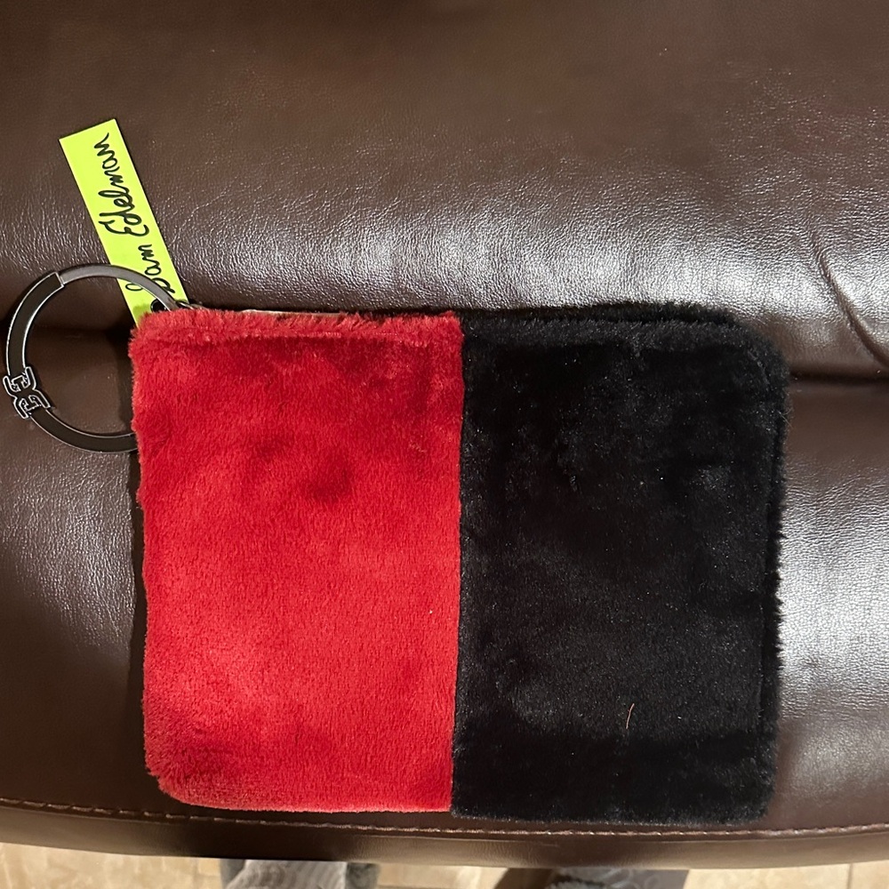 Sam Edelman Red and Black Fur Wristlet